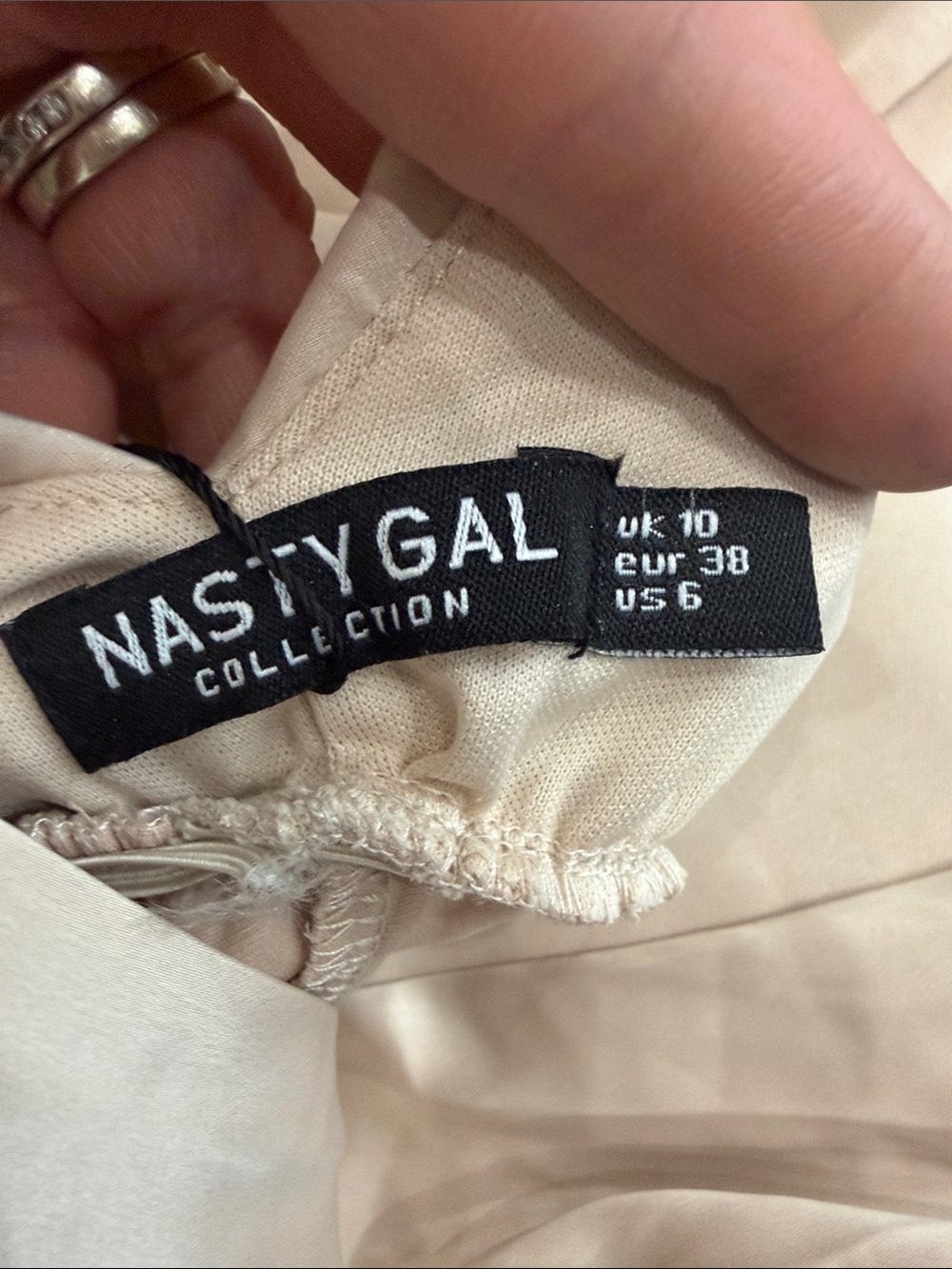 Nasty Gal Satin Shoulder Padded Wide Leg Jumpsuit Champagne Size 10 NWT - Picture 8 of 8